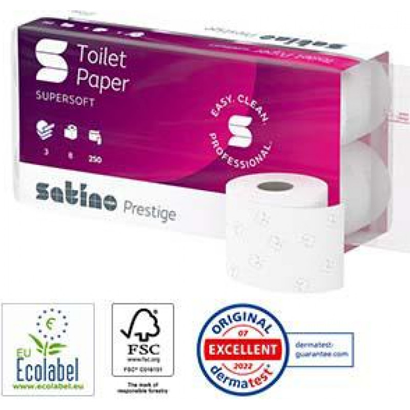 Tualetes papīrs Satino prestige 3 kārtu,  8 ruļļi 27, 5m