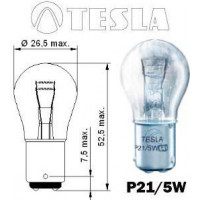 Auto spuldze P21/5W 12V BAY15d halogēna TESLA