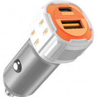 Amio Telefona lādētājs automašīnai, 38W, USB-A + USB-C, 12/24V