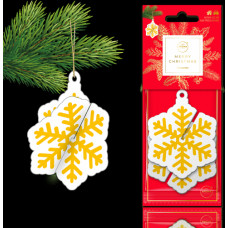 Aroma Car gaisa atsv. Xmass 3D Snowflake Gold Cinnamon