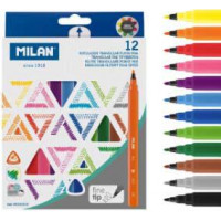 Flomāsteri 12 krāsas d=2 mm fine tip trīsstūrveida Milan