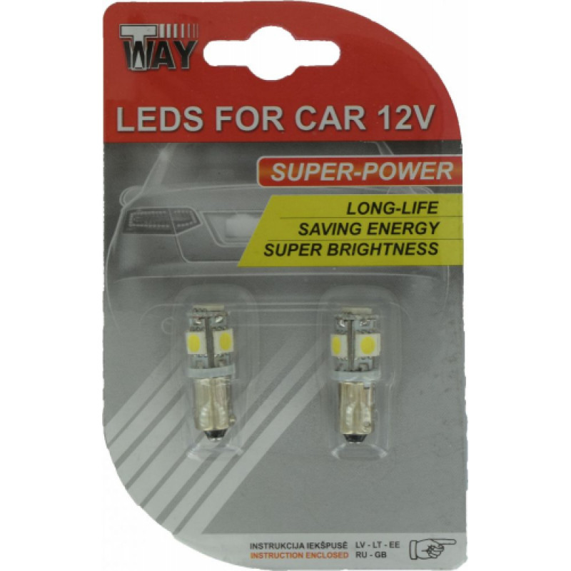 Autoduals B2-9 Autolampas LED BA9s, 5SMD, baltas, 2gab
