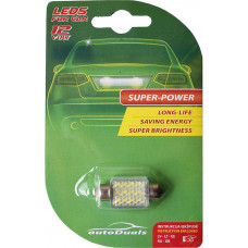 Autoduals B2-9 Autolampas LED SV8.5 36mm, 27SMD, 3D baltas, 1gab