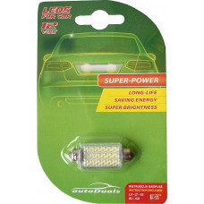 Autoduals B2-9 Autolampas LED SV8.5 41mm, 36SMD, 3D baltas, 1gab