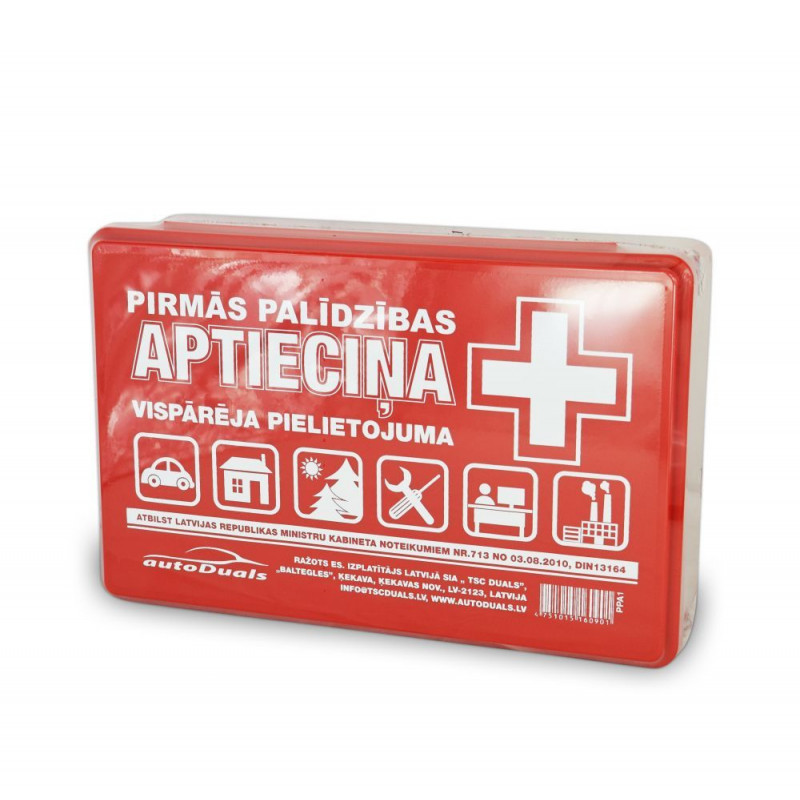 B-7 Pirmās palīdzības aptieciņa, plastm. kastē