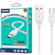 Kabelis USB-USB-C 1m. 3.1A balts Jellico