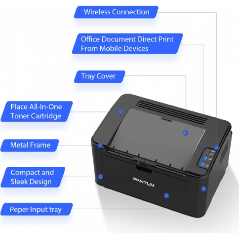 Pantum Printer Pantum P2500W, Laser monochrome, A4, Wi-Fi