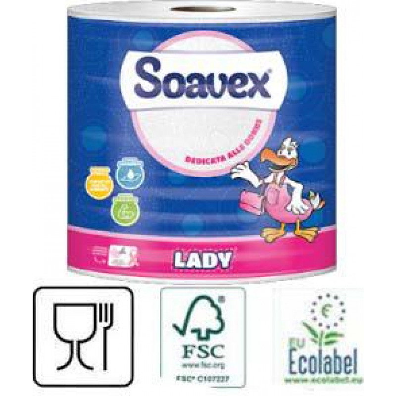 Dvieļi papira,  2 kārtas,  54m,  celuloze,  LADY SOAVEX