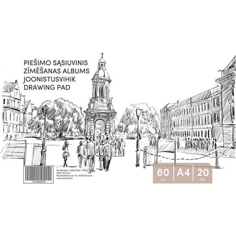 Zīmēšanas albums, A4, 80 gsm, 20 loksnes ( Gab. x 5 )