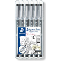 Pildspalva rasēšanai STAEDTLER PIGMENT LINER komplekts - 6 līniju platumi