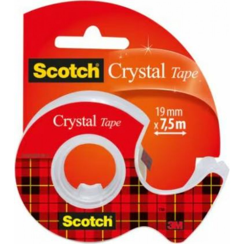3M Scotch Crystal caurspīdīga līmlente 19 mm x 7,5 ar turētāju