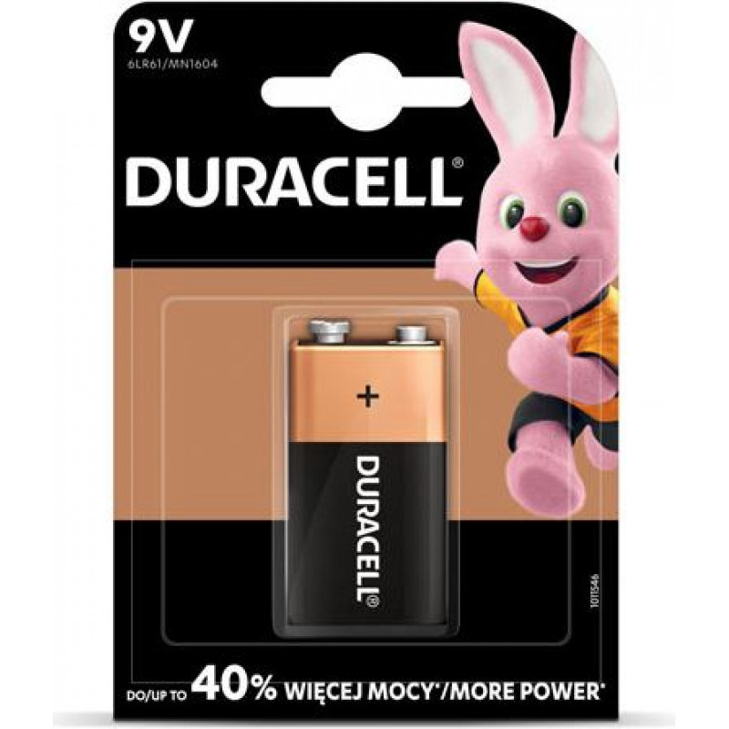 Baterija DURACELL 9V, LR61, 1 gab./iepak.