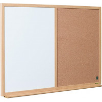 Balta magnētiskā un korķa tāfele BI-OFFICE EARTH Combo 90x60, ozola rāmis