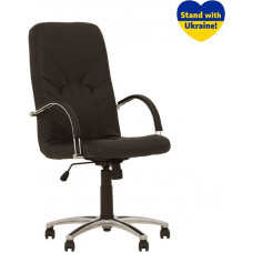 Biroja krēsls NOWY STYL MANAGER STEEL Chrome melna āda SP-A