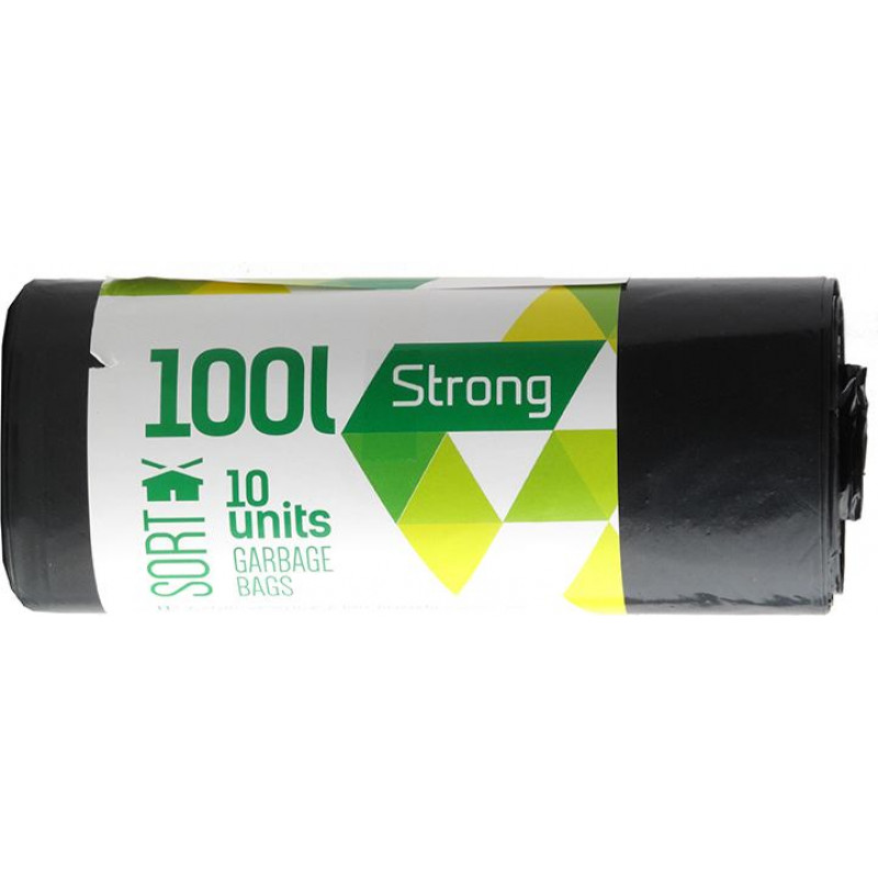 Atkritumu maisi SORTEX, tilpums 100 L, 10 gab., 35 mkr, melni, LDPE, 70 x 90 cm ( Gab. x 2 )