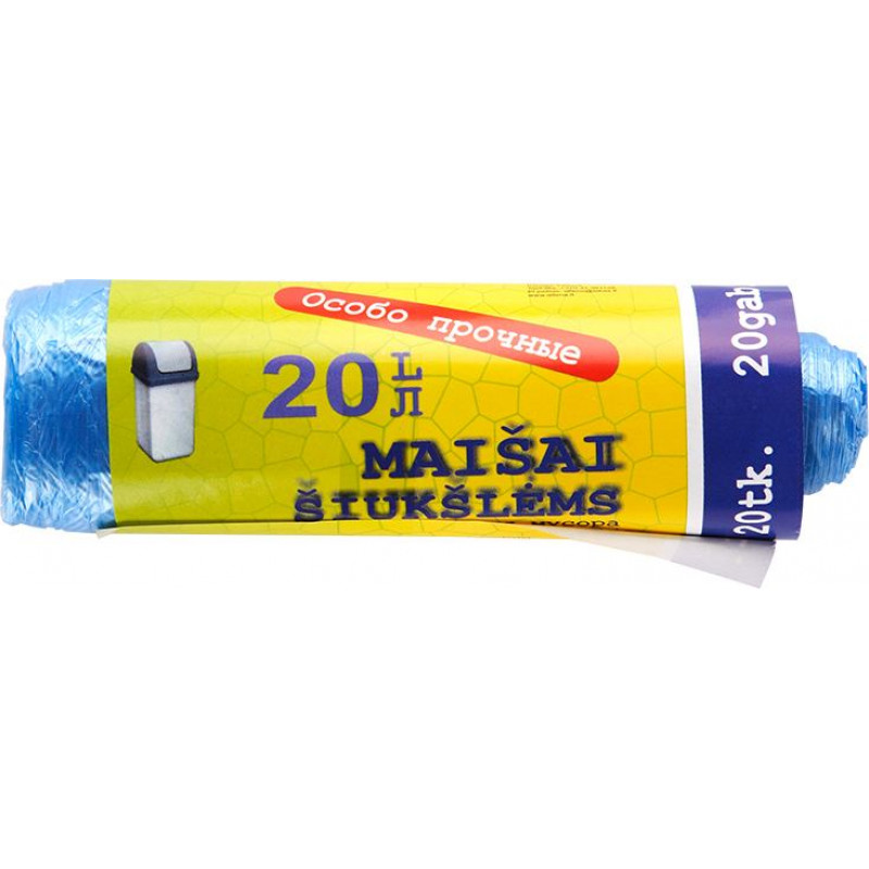 Atkritumu maisi ALFENA, tilpums 20 L, 20 gab., 9 mkr, zili, HDPE, 45 x 50 cm ( Gab. x 4 )