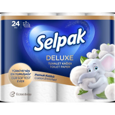 Tualetes papīrs SELPAK Deluxe Cotton, 3 slāņi, 15.6m, 130 loksnes, 24 ruļļi