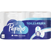 Papero Tualetes papīrs PAPERO, 3 slāņi, 15.95 m, 145 loksnes, 8 ruļļi