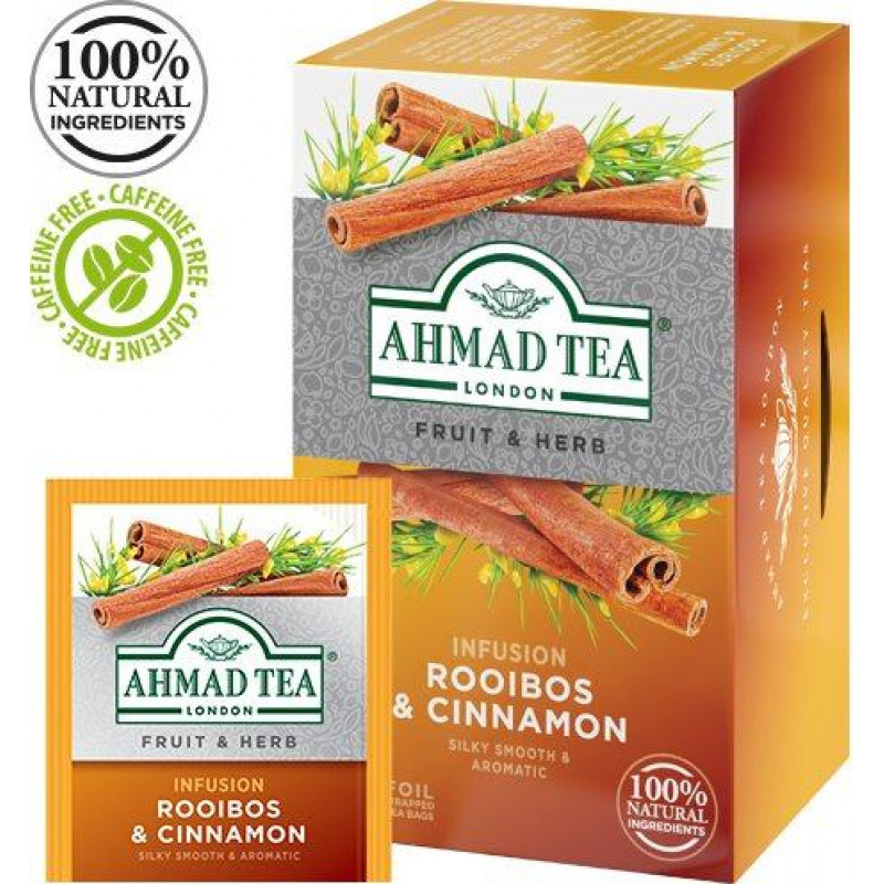 Tēja AHMAD Alu ROOIBOS & CINNAMON, 20 maisiņi x1.5 g paciņā ( Gab. x 2 )