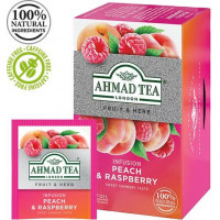 Augļu un zāļu tējas maisījums  AHMAD  Avene ar persiku, 20 tējas maisiņi folijas iepakojumā
