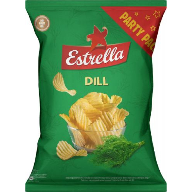 Čipsi Estrella ar aromātisku diļļu garšu 180g