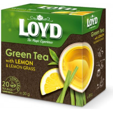 Zaļā tēja LOYD Pyramids ar citronu un citronzāles garšu, 20x1,5 g ( Iepak. x 2 )