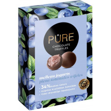 Piena šokolādes trifeles ar melleņu jogurta krēma pildījumu 148g, PURE