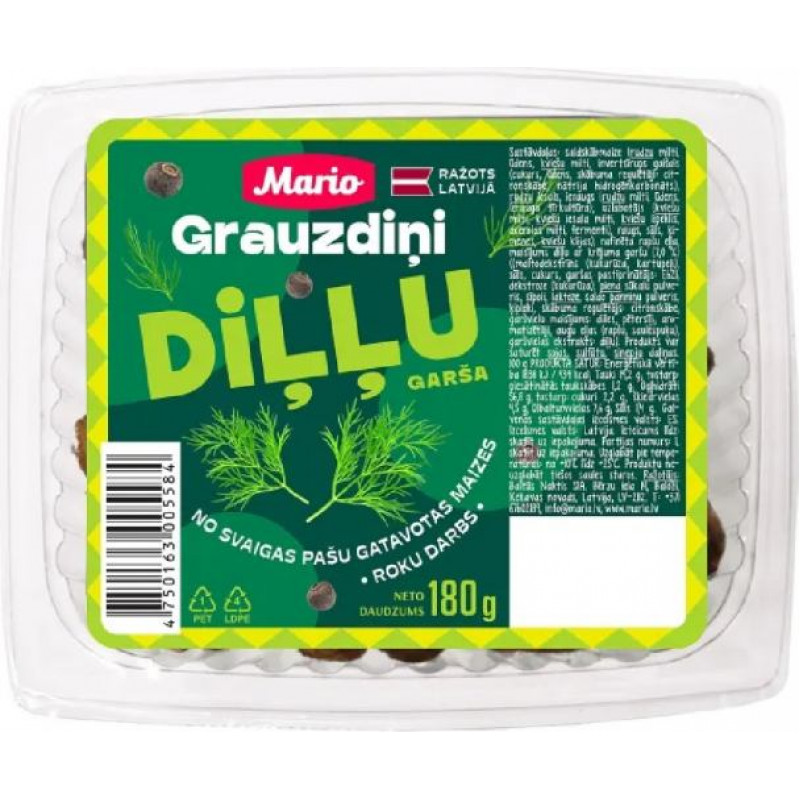 Grauzdiņi MARIO, ar diļļu garšu, 180g ( Gab. x 2 )