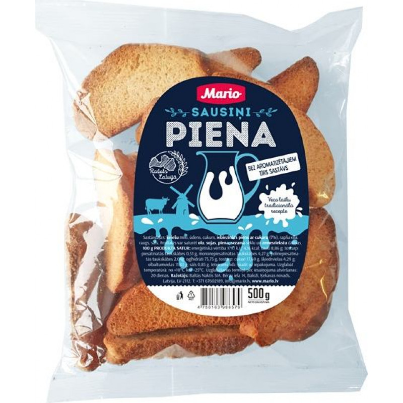 Sausiņi piena MARIO ar iebiezinātu pienu, 500g ( Gab. x 2 )