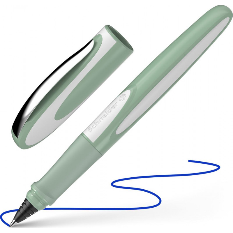 Kapsulas pildspalva SCHNEIDER RAY, zaļa korpuss (pistacchio), piemērota gan labročiem, gan kreisročiem