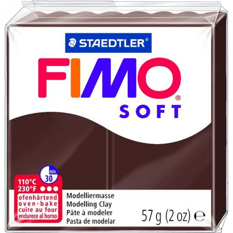 Cietējoša modelēšanas masa FIMO SOFT, 57 g, šokolādes brūnā krāsa (chocolate brown) ( Gab. x 2 )