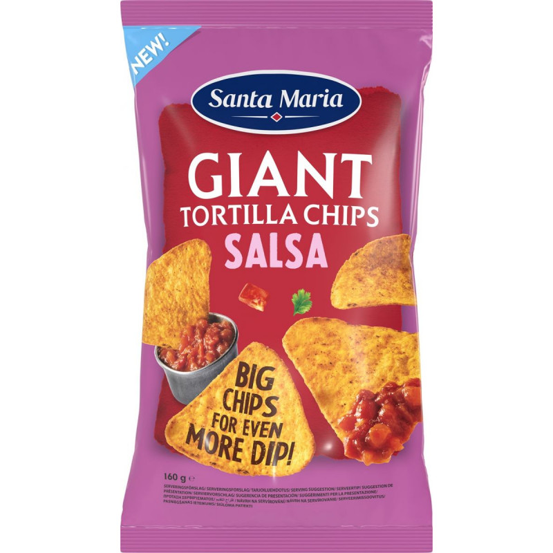 Īpaši liela izmēra kukurūzas čipsi ar salsas garšu 160g, Santa Maria ( Gab. x 5 )