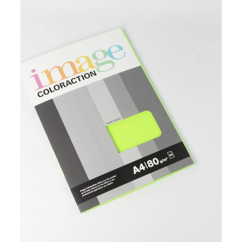 Krāsains papīrs IMAGE COLORACTION, A4, 80 gsm, 50 loksnes, RIO / NEON GREEN