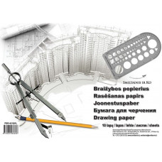 Rasēšanas un zīmēšanas papīrs SMLT A4, 10 lapas, 160g/m2