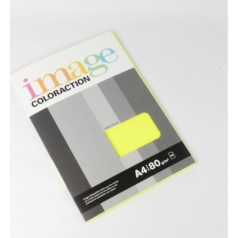 Krāsains papīrs IMAGE COLORACTION, A4, 80 gsm, 50 loksnes, IBIZA / NEON YELLOW