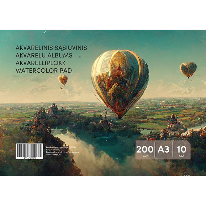 Akvareļa papīrs, A3, 200g 10lpp ( Gab. x 5 )
