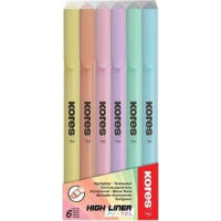 Teksta marķieri KORES HIGH LINER PASTEL, komplekts - 6 krāsas
