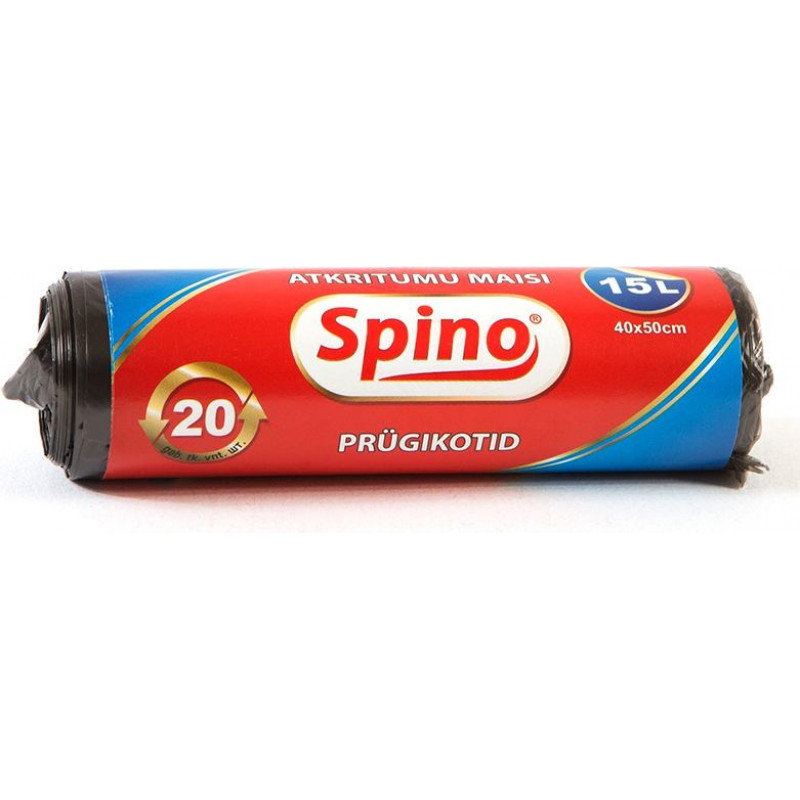 Atkritumu maisi SPINO, tilpums 15 L, 20 gab., 12 mkr, HDPE, 40 x 55 cm, melnā krāsā ( Gab. x 4 )