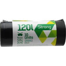 Atkritumu maisi SORTEX, tilpums 120 L, 10 gab., 35 mkr, melni, LDPE, 70 x 100 cm ( Gab. x 2 )