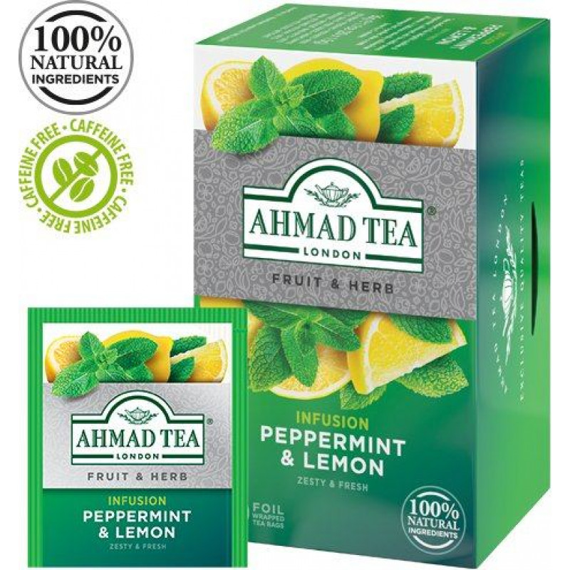 Tēja AHMAD Alu PEPPERMINT & LEMON , 20 maisiņi x 1.5 g paciņā ( Gab. x 2 )