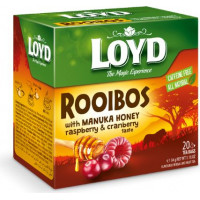 Sarkanā tēja LOYD Pyramids Rooibos ar Manuka medu, avenēm un dzērvenēm, 20x1,7 g ( Iepak. x 2 )