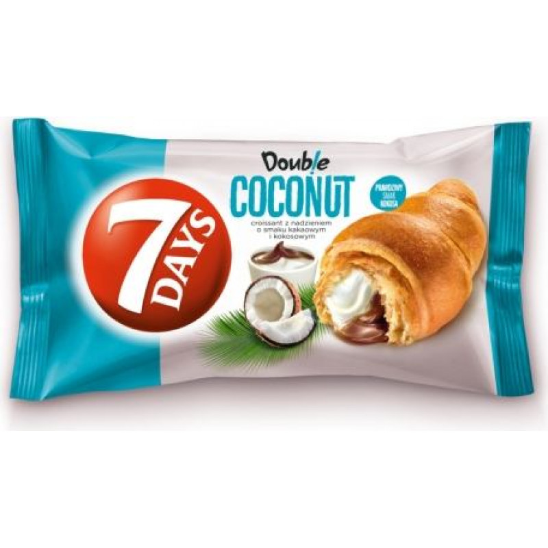 7DAYS Double kruasāns ar kakao un kokosriekstu pildījumu 60g ( Gab. x 5 )
