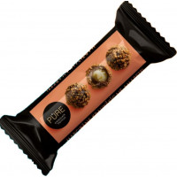 Šokolādes trifeles ar marcipāna krēma pildījumu un kraukšķīgo Amareto cepumu dekoru 32g, PURE ( Gab. x 3 )