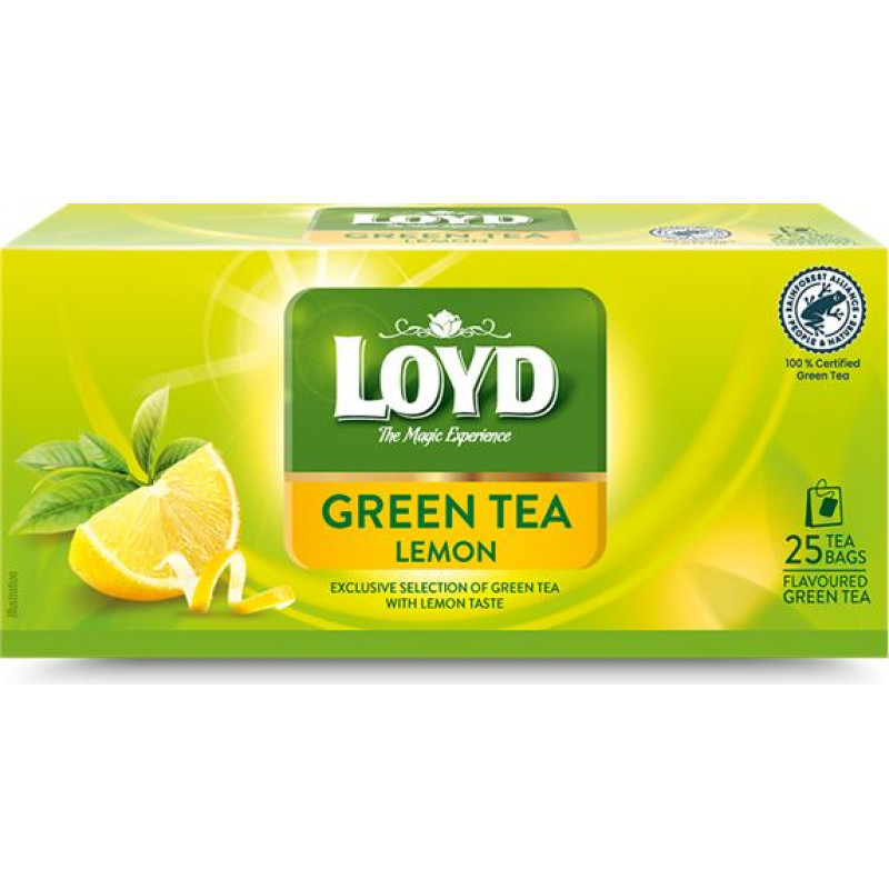 Zaļā tēja LOYD, citrona garša, 25 x 1,5 g ( Gab. x 2 )