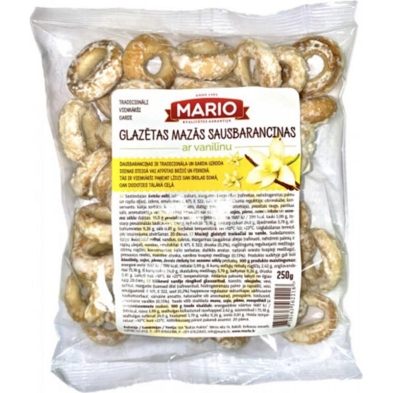 Sausbaranciņas MARIO, ar vanilīnu, glazētās, 250g ( Gab. x 2 )