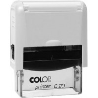 Zīmogs COLOP Printer C20, balts korpuss, zils spilventiņš