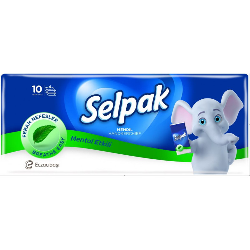 Papīra kabatlakatiņi SELPAK Menthol, 4 kārtas, 10gab ( Gab. x 2 )