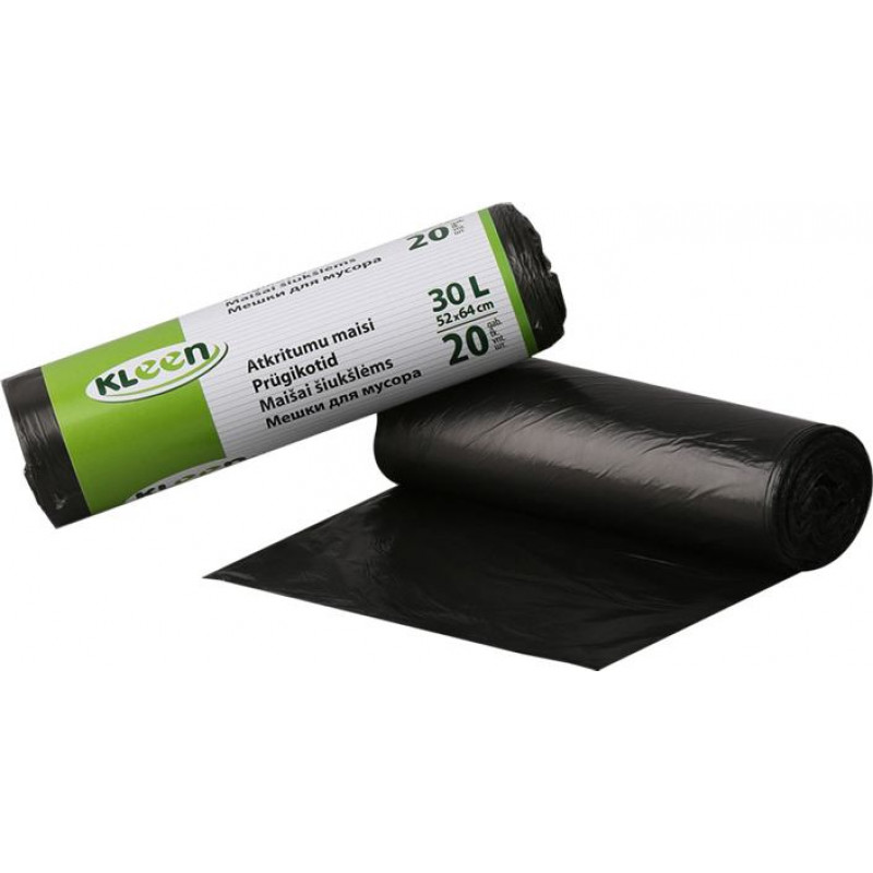Atkritumu maisi Multipack Kleen, 30 L, 20 maisiņi/rullī, 10mkr, melni 52x64cm,HDPE ( Gab. x 4 )