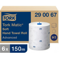 Roku dvieļi TORK Advanced Advanced Matic H1, 2 sl., 612 lapas rullī, 21 cm x 150 m, baltā krāsā ( Gab. x 6 )