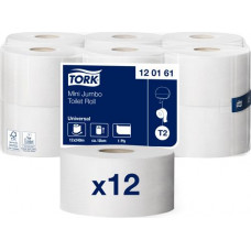 Tualetes papīrs TORK Universal Mini Jumbo T2, 1 sl., 1714 lapiņas rullī, 9.4 cm x 240 m, nebalināts ( Gab. x 12 )